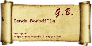 Genda Borbála névjegykártya